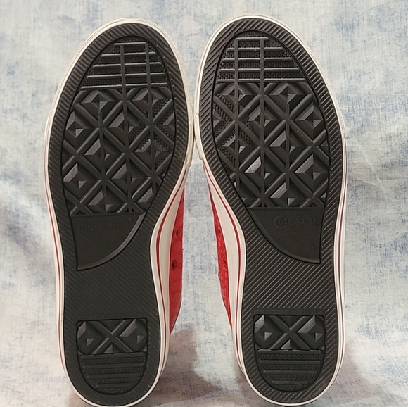 Converse All Stars Mens 9 NEW Red Leather + Snake Skin Look High Top 148837C - Picture 10 of 16